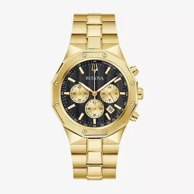 Bulova Prestige Mens Chronograph Gold Tone Stainless Steel Bracelet Watch 97b232