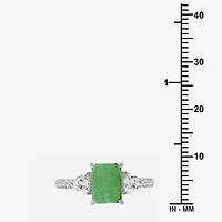 Womens 2 3/4 CT. T.W. Genuine Green Emerald 10K White Gold 3-Stone Cocktail Ring