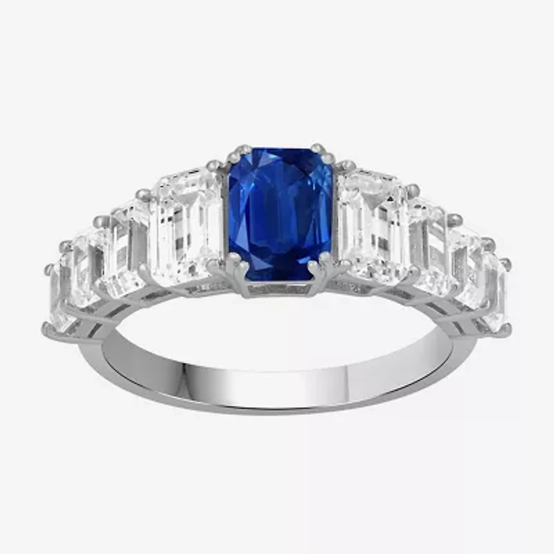 Womens 3 5/8 Ct. T.W. Genuine Blue Sapphire 10K White Gold Cocktail Ring