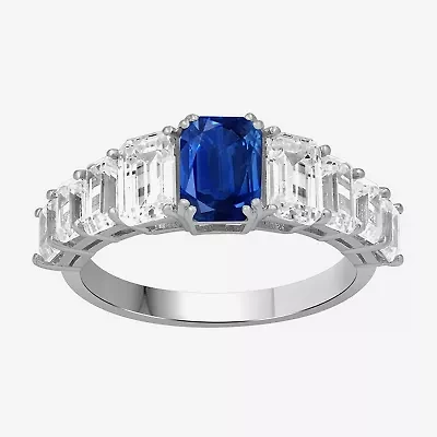Womens 3 5/8 Ct. T.W. Genuine Blue Sapphire 10K White Gold Cocktail Ring