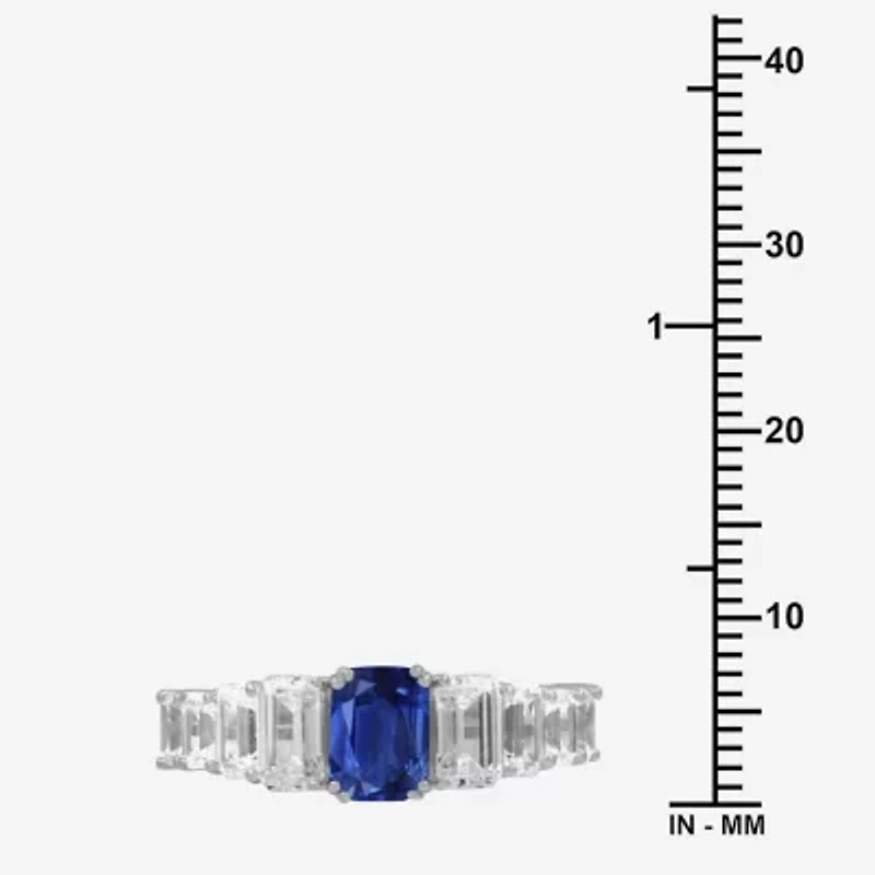 Womens 3 5/8 Ct. T.W. Genuine Blue Sapphire 10K White Gold Cocktail Ring