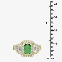 Womens 5 5/8 Ct. T.W. Genuine Green Emerald 10K Gold Halo Cocktail Ring