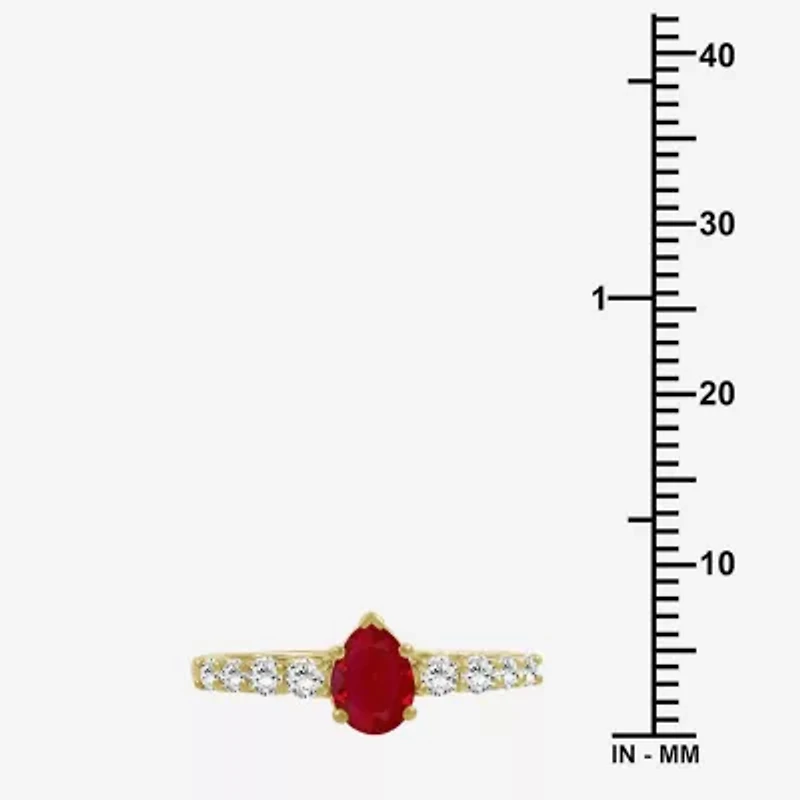 Womens 2 1/2 CT. T.W. Genuine Red Ruby 10K Gold Pear Cocktail Ring