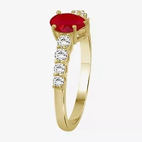 Womens 2 1/2 CT. T.W. Genuine Red Ruby 10K Gold Pear Cocktail Ring