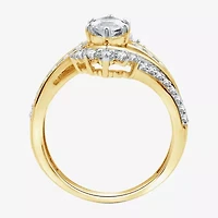 (G, Si1-Si2) Womens 1 3/4 CT. T.W. Lab Grown Yellow Diamond 10K Gold Marquise Bypass  Cocktail Ring