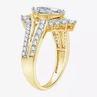 (G, Si1-Si2) Womens 1 3/4 CT. T.W. Lab Grown Yellow Diamond 10K Gold Marquise Bypass  Cocktail Ring
