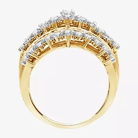 (G, Si1-Si2) Womens 3 CT. T.W. Lab Grown White Diamond 10K Gold Cluster Cocktail Ring