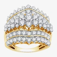 (G, Si1-Si2) Womens 3 CT. T.W. Lab Grown White Diamond 10K Gold Cluster Cocktail Ring
