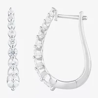 (F/Si2) Womens 1 CT. T.W. Lab Grown White Diamond 10K White Gold 21.6mm Hoop Earrings