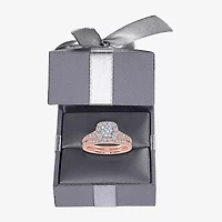 (G / Vs2-Si1) Womens 1 CT. T.W. Lab Grown White Diamond 10K Gold Side Stone Halo Bridal Set