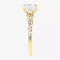 (F / Vs2) Womens 3 CT. T.W. Lab Grown White Diamond 14K Gold Round Side Stone Engagement Ring