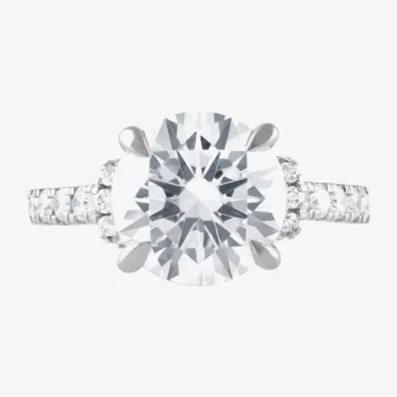 Signature By Modern Bride (F / Vs2) Womens 4 1/2 CT. T.W. Lab Grown White Diamond 14K Gold Round Side Stone Engagement Ring