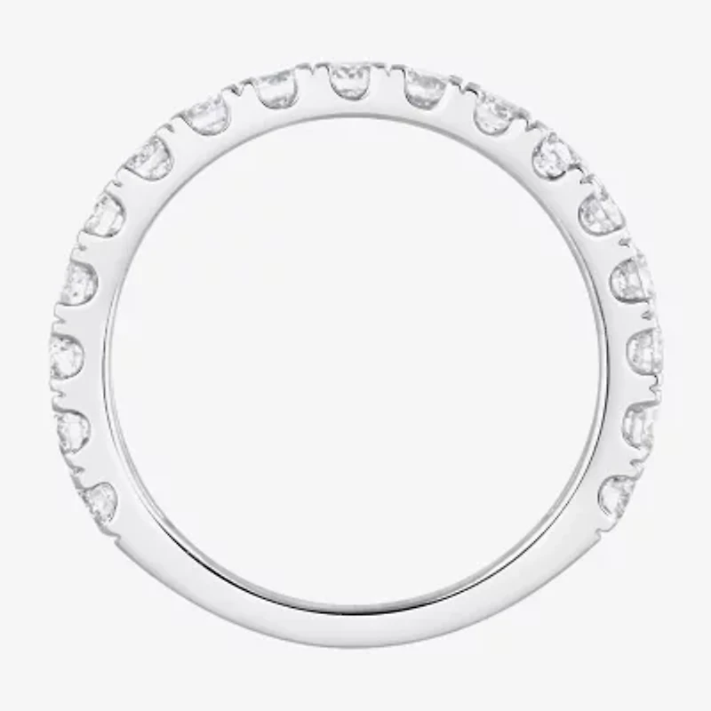 (F / Vs2) Womens 5 CT. T.W. Lab Grown White Diamond 14K Gold Round Side Stone Engagement Ring