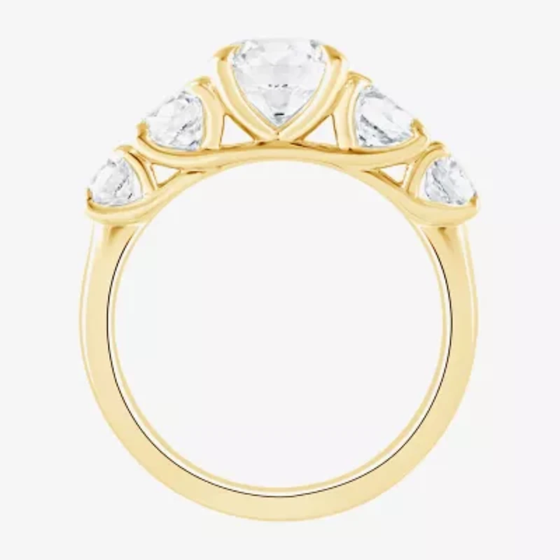 (F / Vs2) Womens 3 CT. T.W. Lab Grown White Diamond 14K Gold Round 5-Stone Engagement Ring