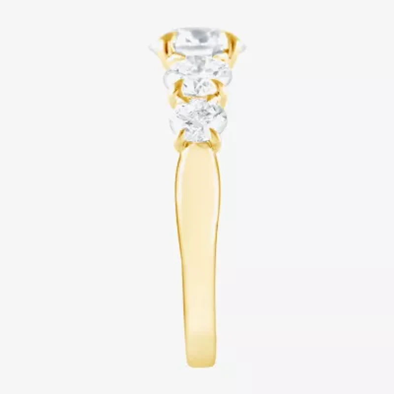 (F / Vs2) Womens 3 CT. T.W. Lab Grown White Diamond 14K Gold Round 5-Stone Engagement Ring