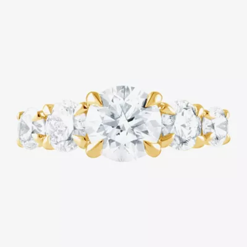 (F / Vs2) Womens 3 CT. T.W. Lab Grown White Diamond 14K Gold Round 5-Stone Engagement Ring