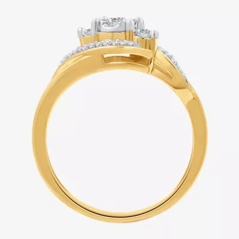 (H-I, I1) Womens 1/4 CT. T.W. Lab Grown White Diamond 14K Gold Over Silver Engagement Ring
