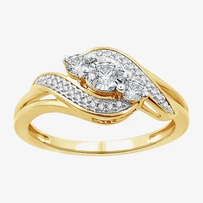 (H-I, I1) Womens 1/4 CT. T.W. Lab Grown White Diamond 14K Gold Over Silver Engagement Ring