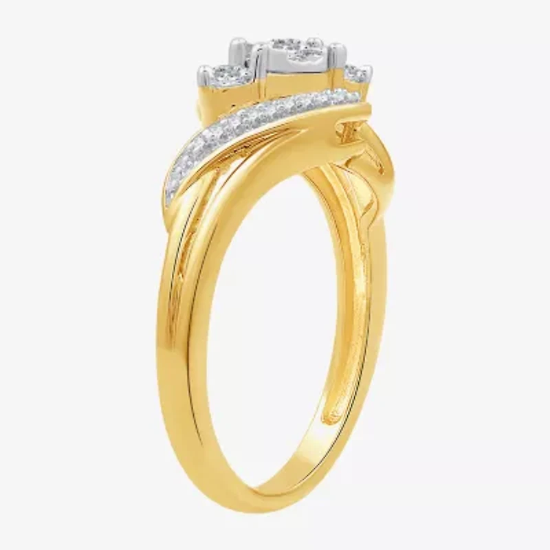 (H-I, I1) Womens 1/4 CT. T.W. Lab Grown White Diamond 14K Gold Over Silver Engagement Ring