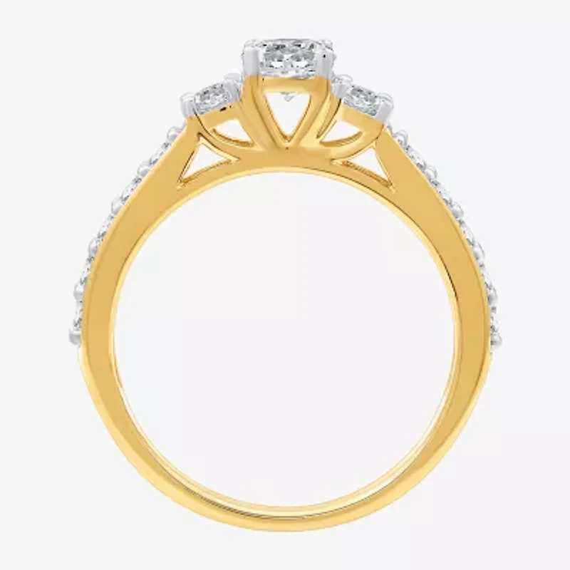 (H-I, I1) Womens 1 CT. T.W. Lab Grown White Diamond 14K Gold Over Silver Engagement Ring