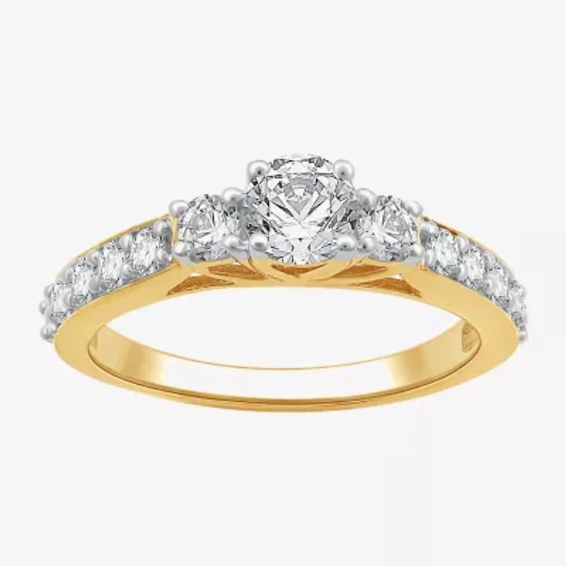 (H-I, I1) Womens 1 CT. T.W. Lab Grown White Diamond 14K Gold Over Silver Engagement Ring
