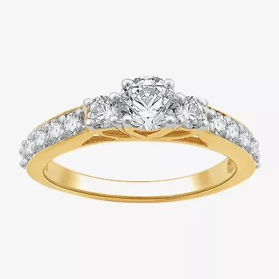 (H-I, I1) Womens 1 CT. T.W. Lab Grown White Diamond 14K Gold Over Silver Engagement Ring