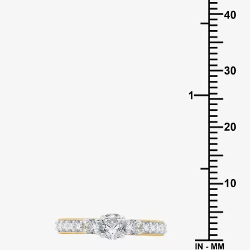 (H-I, I1) Womens 1 CT. T.W. Lab Grown White Diamond 14K Gold Over Silver Engagement Ring