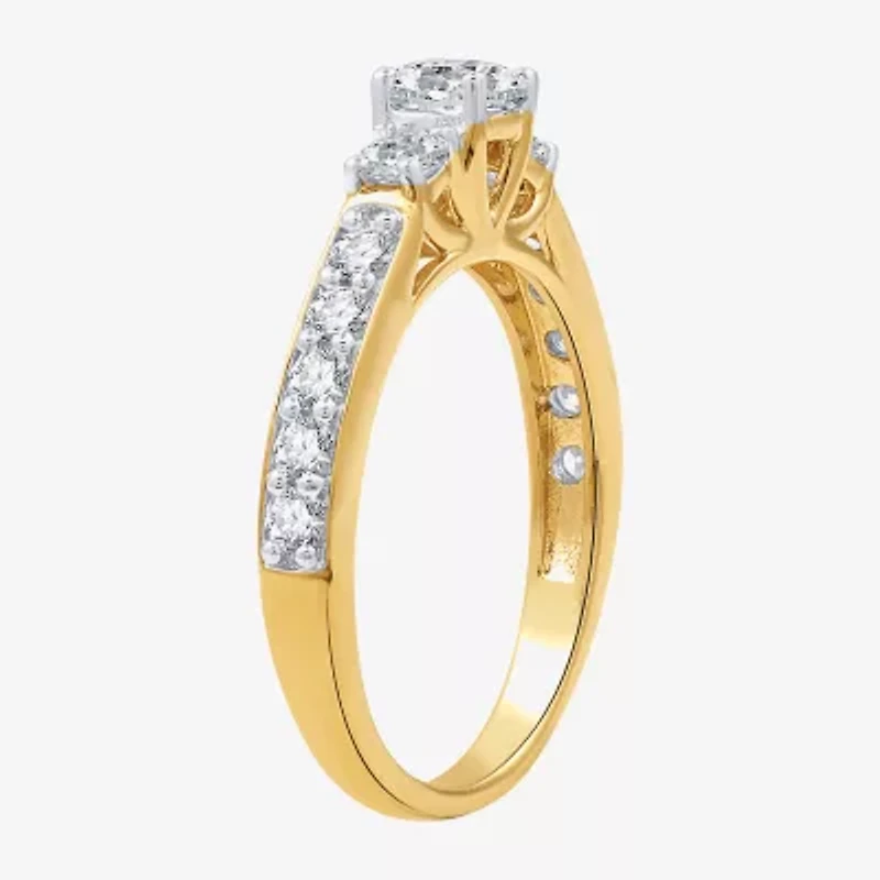 (H-I, I1) Womens 1 CT. T.W. Lab Grown White Diamond 14K Gold Over Silver Engagement Ring