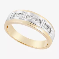 (F / Vs2) Mens 7MM 1/4 CT. T.W. Lab Grown White Diamond 10K Gold Round Wedding Band