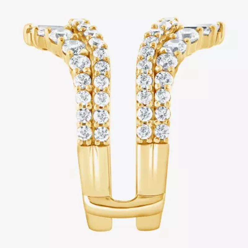 (F / Vs2) Womens 2 CT. T.W. Lab Grown White Diamond 10K Gold Ring Guard