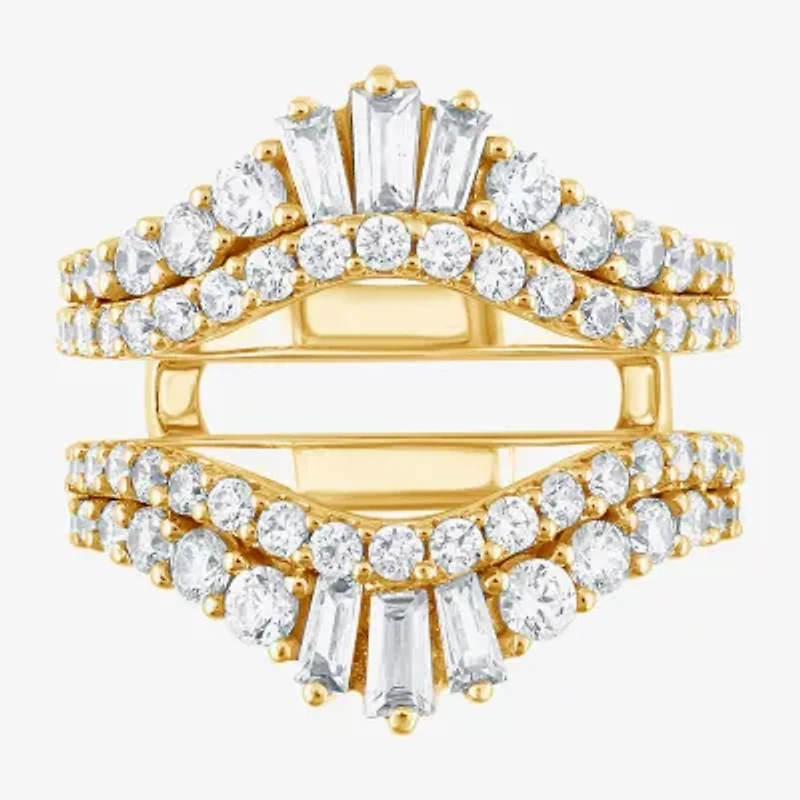 (F / Vs2) Womens 2 CT. T.W. Lab Grown White Diamond 10K Gold Ring Guard