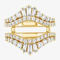 (F / Vs2) Womens 2 CT. T.W. Lab Grown White Diamond 10K Gold Ring Guard