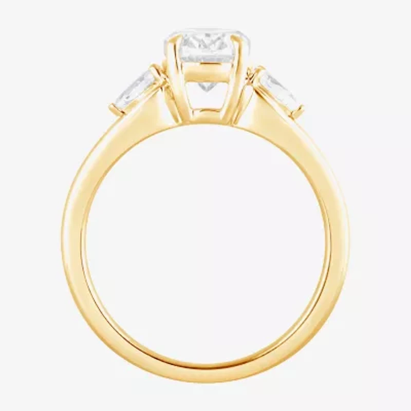 Love Lives Forever (F / Vs2) Womens 1 3/4 CT. T.W. Lab Grown White Diamond 10K Gold Oval 3-Stone Engagement Ring