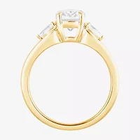 Love Lives Forever (F / Vs2) Womens 1 3/4 CT. T.W. Lab Grown White Diamond 10K Gold Oval 3-Stone Engagement Ring