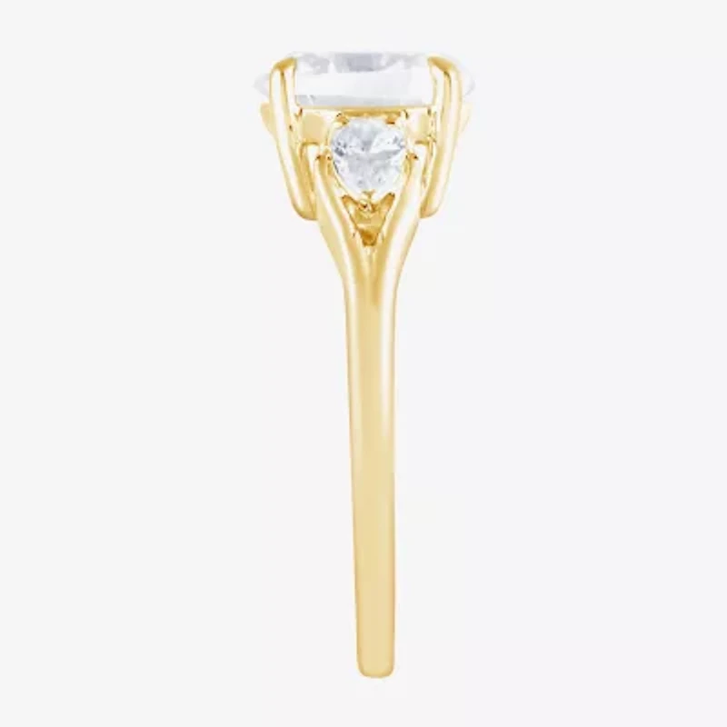 Love Lives Forever (F / Vs2) Womens 1 3/4 CT. T.W. Lab Grown White Diamond 10K Gold Oval 3-Stone Engagement Ring