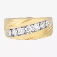 (F, Vs2) Mens 10MM 1 CT. T.W. Lab Grown White Diamond 10K Gold Round Wedding Band