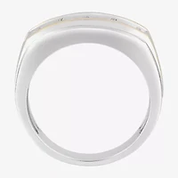 (F, Vs2) Mens 10MM 1 CT. T.W. Lab Grown White Diamond 10K Two Tone Gold Round 5-Stone Wedding Band