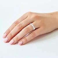 Womens 4MM 10K White Gold Wedding Band