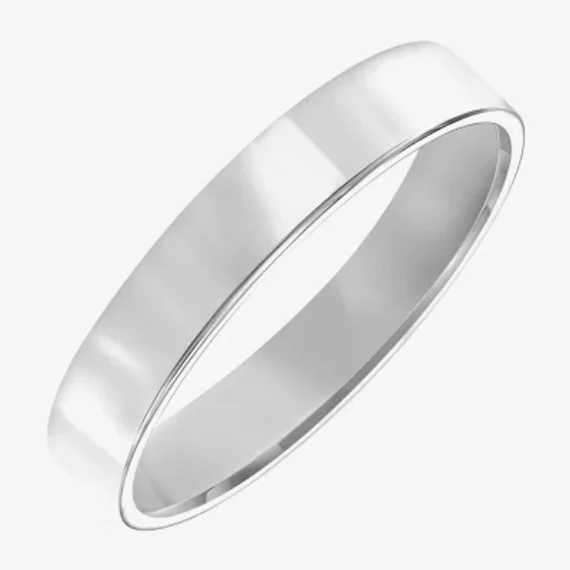 Mens 4MM 10K White Gold Wedding Band