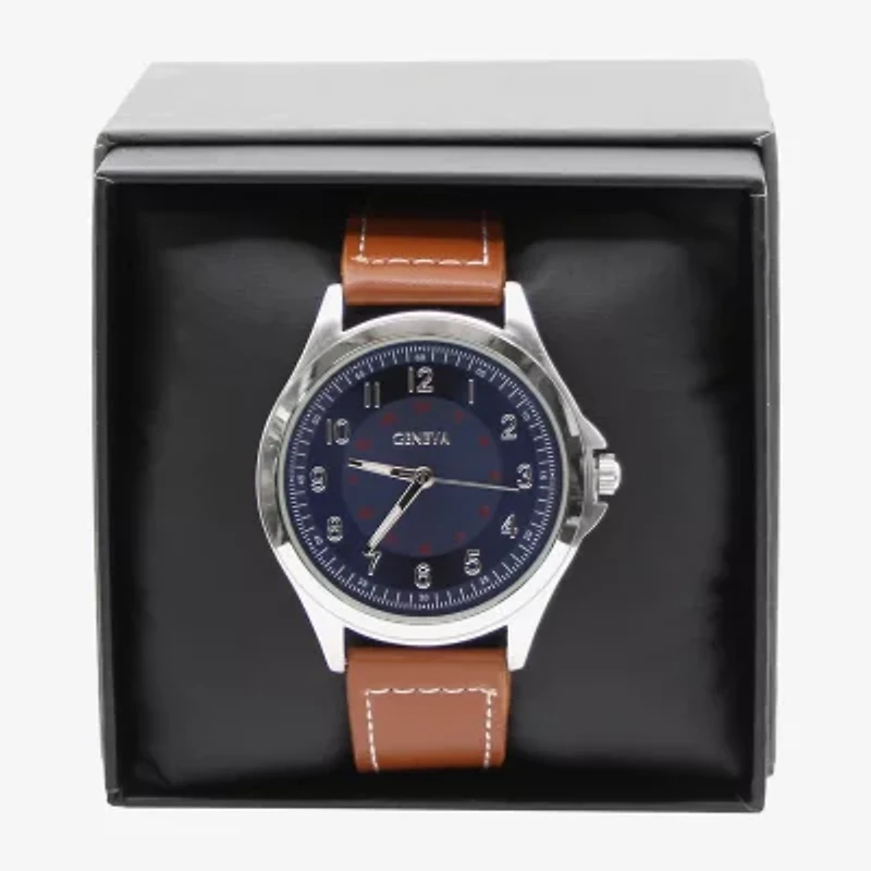 Geneva Mens Brown Strap Watch Mac5175jc