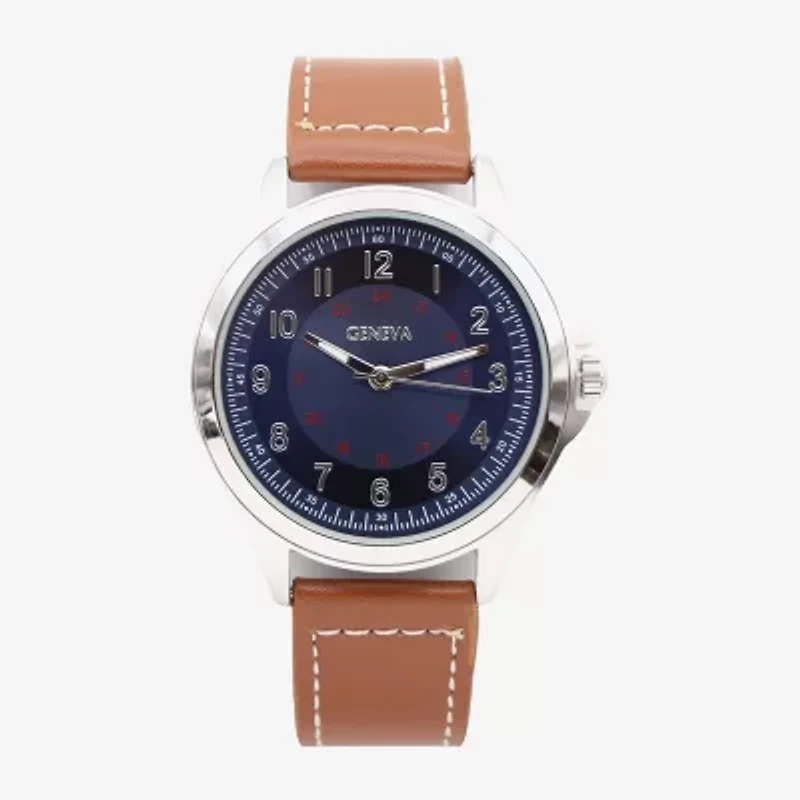 Geneva Mens Brown Strap Watch Mac5175jc