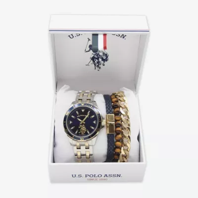 U.S. Polo Assn. Mens Two Tone 4-pc. Watch Boxed Set Usc20295jc