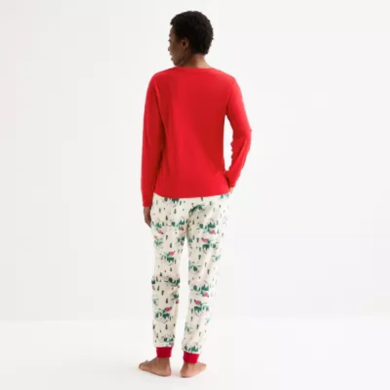 North Pole Trading Co. Polar Ski Club Womens Crew Neck Long Sleeve 2-pc. Matching Family Tall Pajama Sets