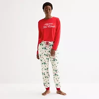 North Pole Trading Co. Polar Ski Club Womens Crew Neck Long Sleeve 2-pc. Matching Family Tall Pajama Sets