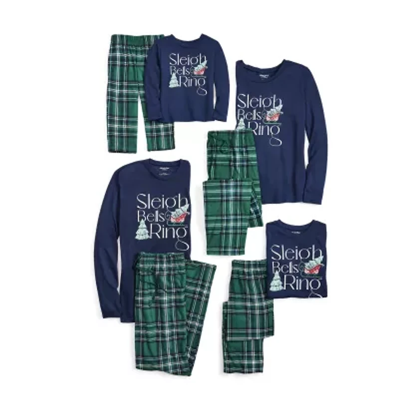 North Pole Trading Co. Sleigh Bells Ring Womens Crew Neck Long Sleeve 2-pc. Matching Family Tall Pajama Sets