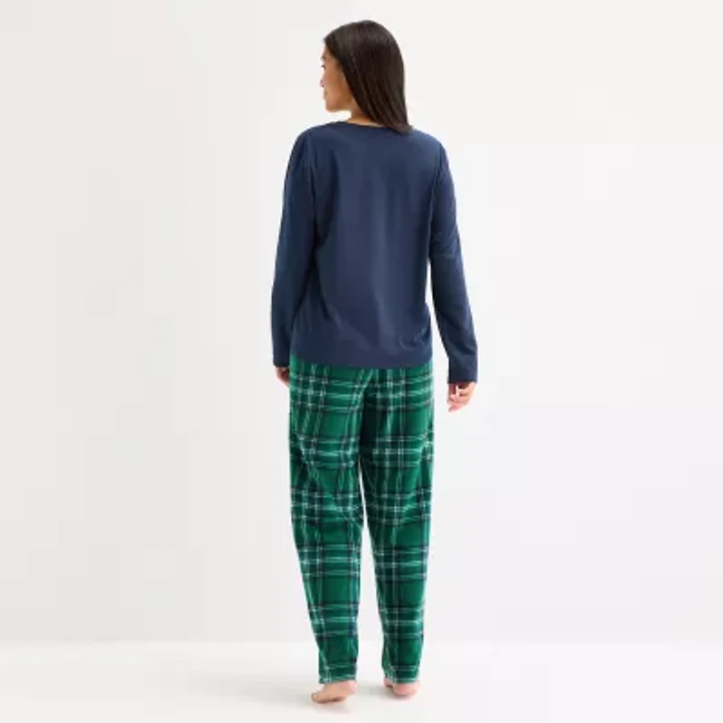 North Pole Trading Co. Sleigh Bells Ring Womens Crew Neck Long Sleeve 2-pc. Matching Family Tall Pajama Sets