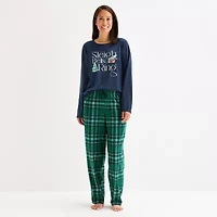 North Pole Trading Co. Sleigh Bells Ring Womens Crew Neck Long Sleeve 2-pc. Matching Family Tall Pajama Sets