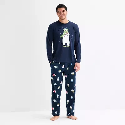 North Pole Trading Co. Polar Bear Mens Crew Neck Long Sleeve 2-pc. Matching Family Pajama Sets