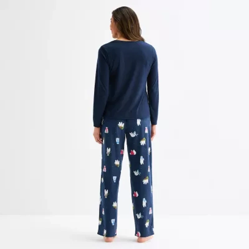 North Pole Trading Co. Polar Bear Womens Crew Neck Long Sleeve 2-pc. Matching Family Pajama Sets