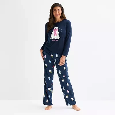North Pole Trading Co. Polar Bear Womens Crew Neck Long Sleeve 2-pc. Matching Family Pajama Sets